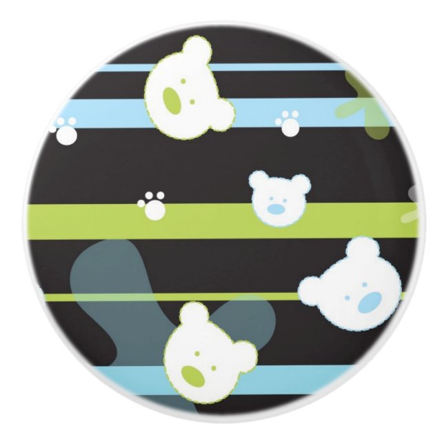 Bouton De Porte En Céramique Motif mignon avec peu d'ours (Devant)