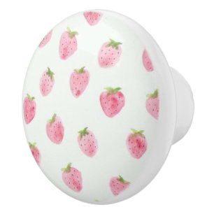Bouton De Porte En Céramique Motif mignon de fraise d'aquarelle