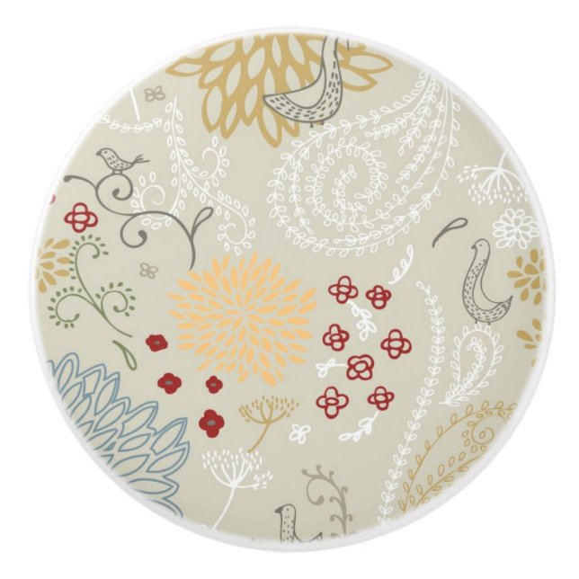 Bouton De Porte En Céramique motif montrant le jardin bouclé (Devant)