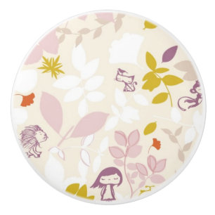 Bouton De Porte En Céramique motif montrant les animaux lunatiques