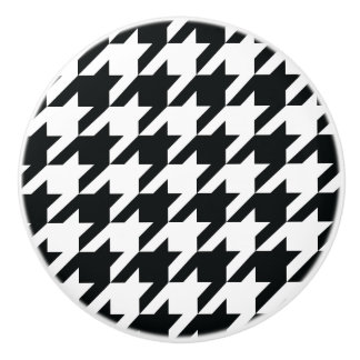 Bouton De Porte En Céramique Motif noir blanc de Houndstooth