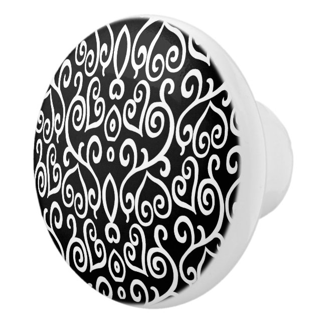 Bouton De Porte En Céramique Motif noir et blanc (Droite)