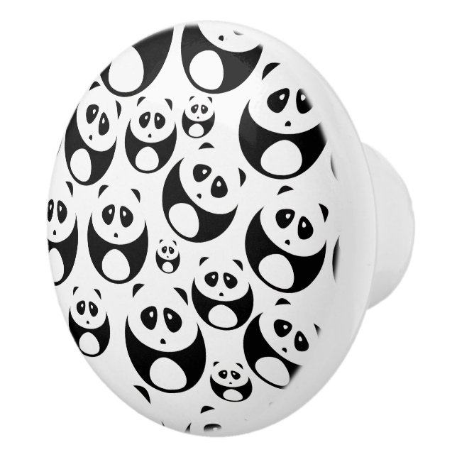 Bouton De Porte En Céramique Motif Panda noir et blanc Kawaii (Droite)