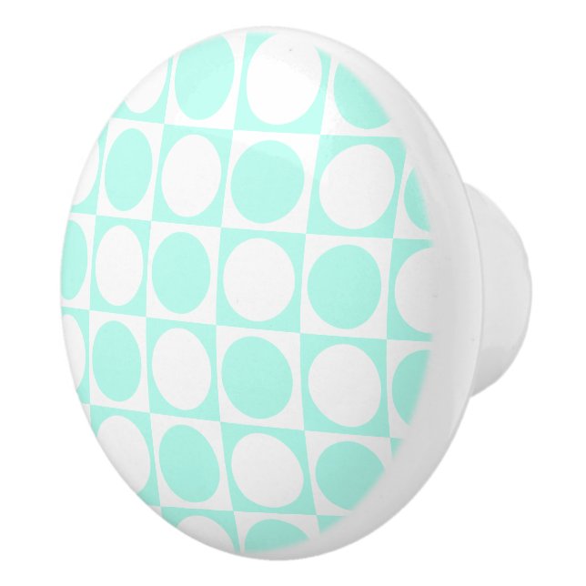 Bouton De Porte En Céramique Motif personnalisé point carré (Droite)