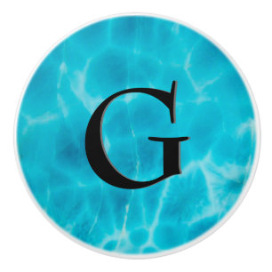 Bouton De Porte En Céramique Motif pierre précieuse, Larimar bleu et onyx noir