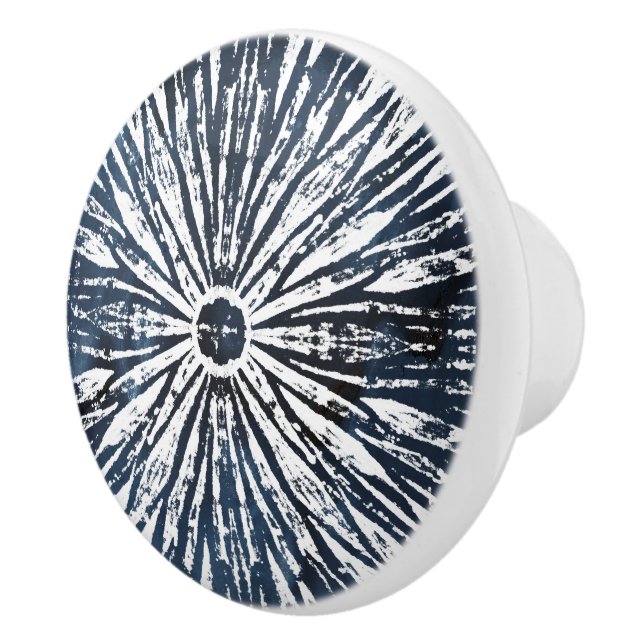 Bouton De Porte En Céramique Motif radial Indigo Ink (Droite)