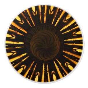 Bouton De Porte En Céramique Motif radial Sunburst Jaune