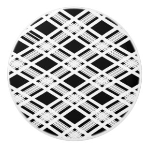 Bouton De Porte En Céramique Motif rayé de plaid