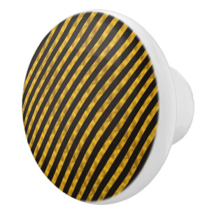 Bouton De Porte En Céramique Motif rayures BG noir or + vos idées