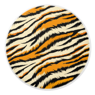 Bouton De Porte En Céramique Motif rayures de tigre noir et marron