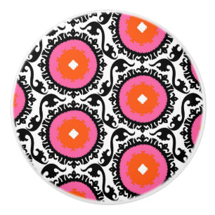 Bouton De Porte En Céramique Motif rose de Suzani