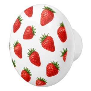 Bouton De Porte En Céramique Motif sans couture de fraises, fruit rouge mignon