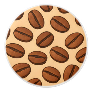 Bouton De Porte En Céramique Motif sans couture de grains de café Café Brun C