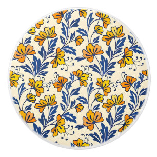 Bouton De Porte En Céramique Motif sans couture époustouflant de fleurs et de f