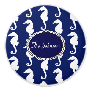 Bouton De Porte En Céramique Motif Seahorse