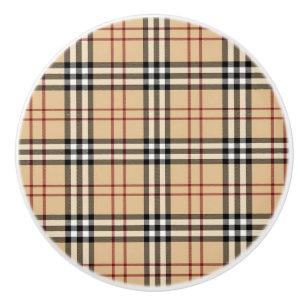Bouton De Porte En Céramique Motif Tartan Écossais