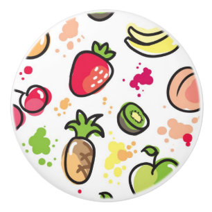 Bouton De Porte En Céramique motif tiré par la main de fruits