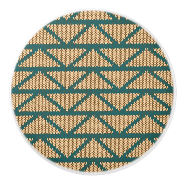 Bouton De Porte En Céramique Motif tricoté par style ethnique (Devant)