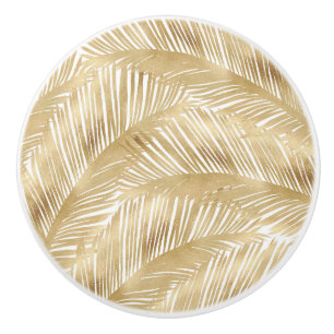 Bouton De Porte En Céramique Motif Tropical de feuille d'or moderne