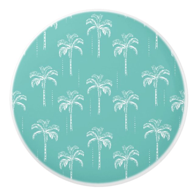 Bouton De Porte En Céramique Motif Tropical Palm Tree (Devant)