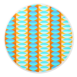 Bouton De Porte En Céramique Motif turquoise bleu orange jaune coloré