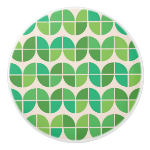 Bouton De Porte En Céramique Motif vert géométrique moderne du milieu du siècle
