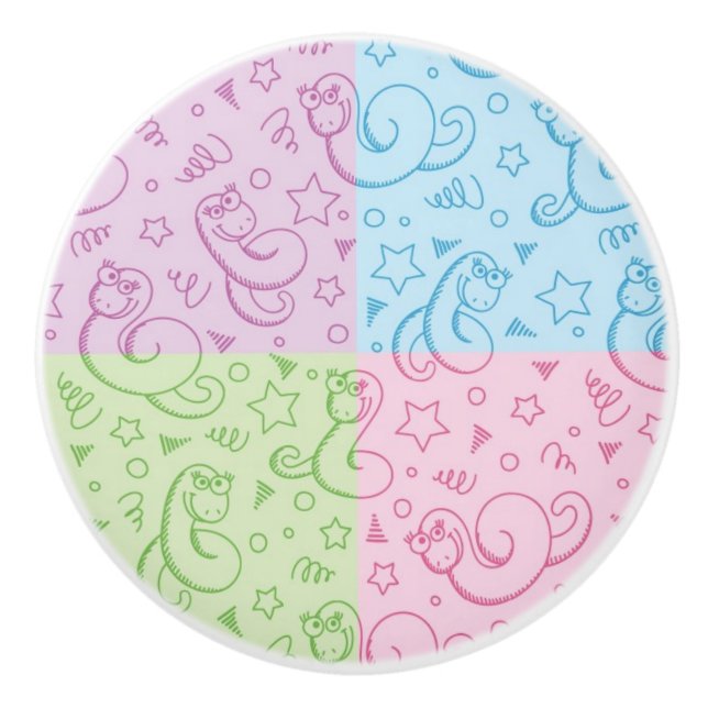 Bouton De Porte En Céramique motifs avec des serpents (Devant)