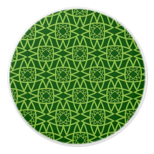 Bouton De Porte En Céramique Motifs géométriques verts élégants