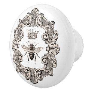 Bouton De Porte En Céramique Mouche en céramique noire et blanche Couronne Que