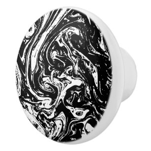 Bouton De Porte En Céramique Mouette en céramique de style noir et Marbre blan