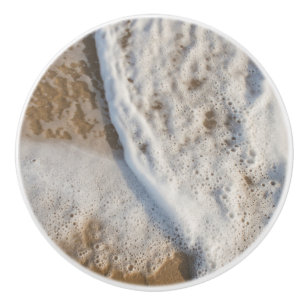 Bouton De Porte En Céramique Mousse d'océan sur la plage