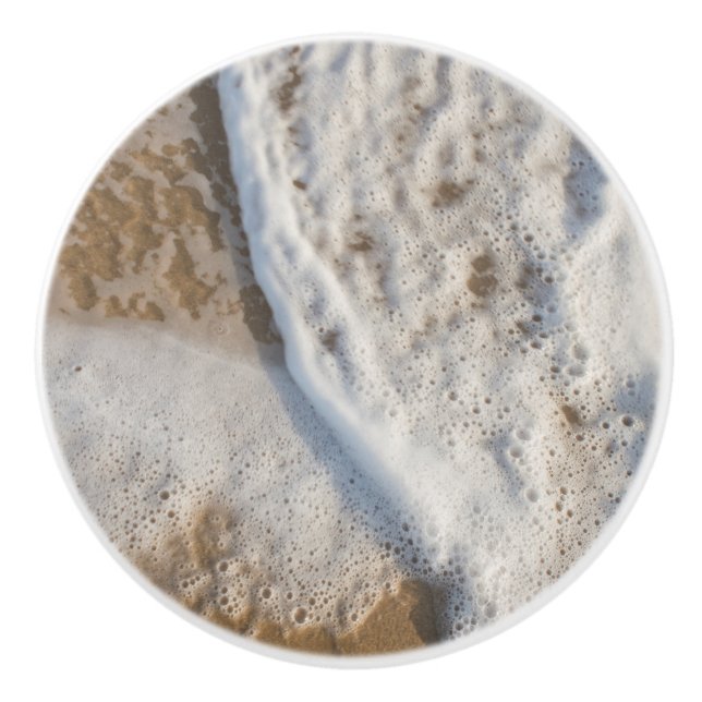 Bouton De Porte En Céramique Mousse marine sur la plage (Devant)