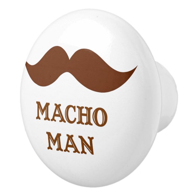 Bouton De Porte En Céramique Moustache drôle de macho (Droite)