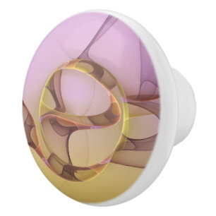 Bouton De Porte En Céramique Mouvements Abstraits Art Fractal Moderne Rose Doré