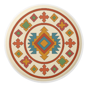 Bouton De Porte En Céramique Multicolor Diamond Cross Zapotec Ceramic Knob
