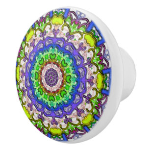 Bouton De Porte En Céramique Multicolor Ornamental