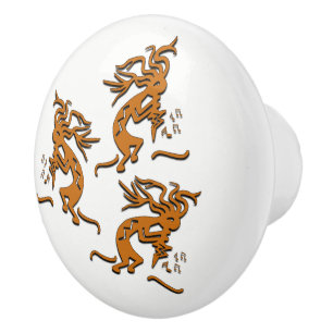 Bouton De Porte En Céramique Musicien de danse Kokopelli