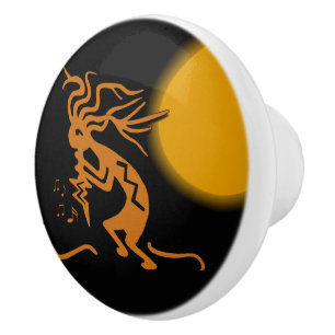 Bouton De Porte En Céramique Musicien Kokopelli à gauche