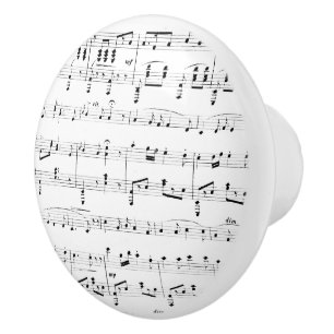 Bouton De Porte En Céramique Musique en feuille blanche