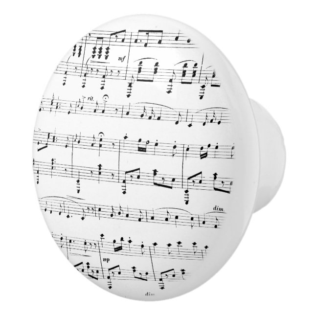 Bouton De Porte En Céramique Musique en feuille blanche (Droite)