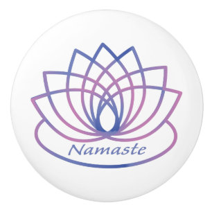 Bouton De Porte En Céramique Namaste Purple et Pink Lotus Flower