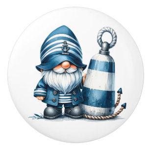 Bouton De Porte En Céramique Nautical Beach Gnome