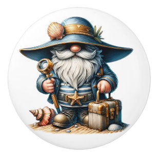 Bouton De Porte En Céramique Nautical Beach Gnome