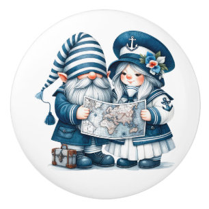 Bouton De Porte En Céramique Nautical Beach Gnome