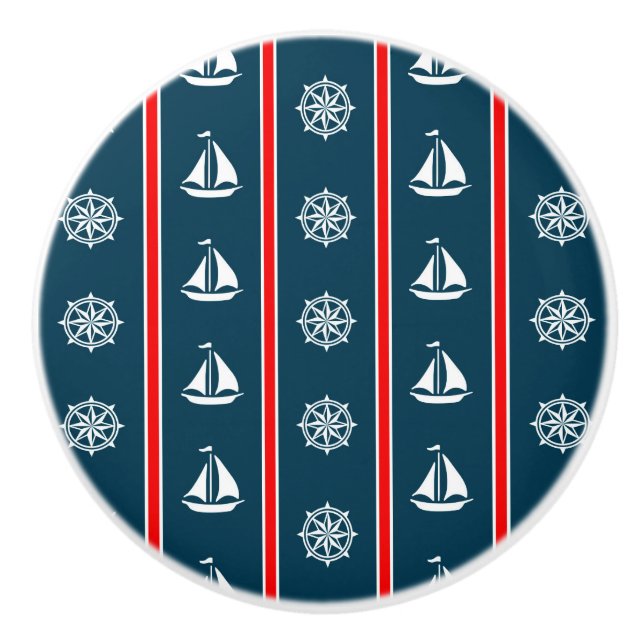Bouton De Porte En Céramique Nautical design (Devant)
