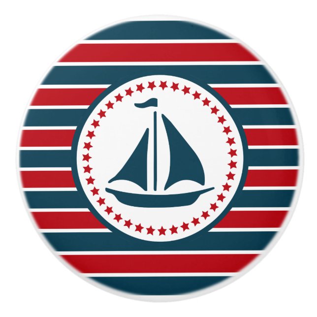 Bouton De Porte En Céramique Nautical design (Devant)