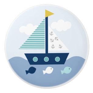 Bouton De Porte En Céramique Nautical Sailboat Nursery Drawer Pull Knoth