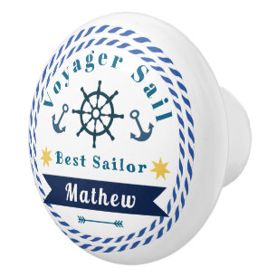 Bouton De Porte En Céramique Nautical Voyager Meilleur marin Blanc