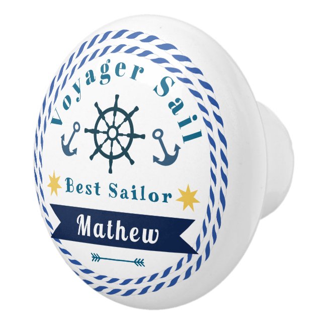 Bouton De Porte En Céramique Nautical Voyager Meilleur marin Blanc (Droite)