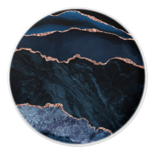 Bouton De Porte En Céramique Navy bleu agate tendance personnalisée rose or pai